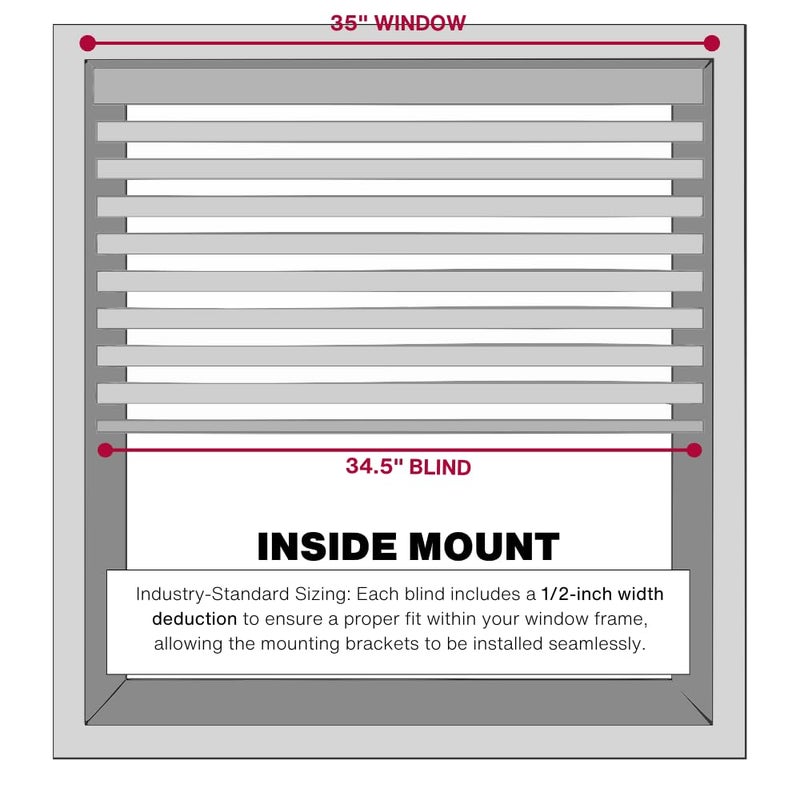 LOTUS & WINDOWARE Cordless Mini Blind, 1" Vinyl Slats, 35" Wide x 36" Long - White, Window Blinds for Home and Office, Interior Door Blinds - Light Filtering - Image 4